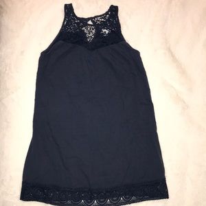 Navy blue dress with lace detail